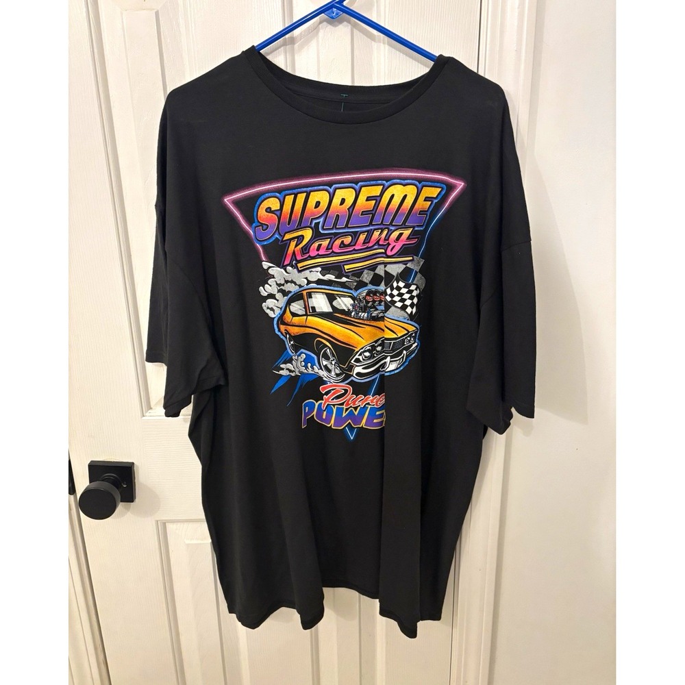 DOM Supreme Racing Men's Black Graphic Logo T-Shirt Crew Neck Short Sleeve 3XL
